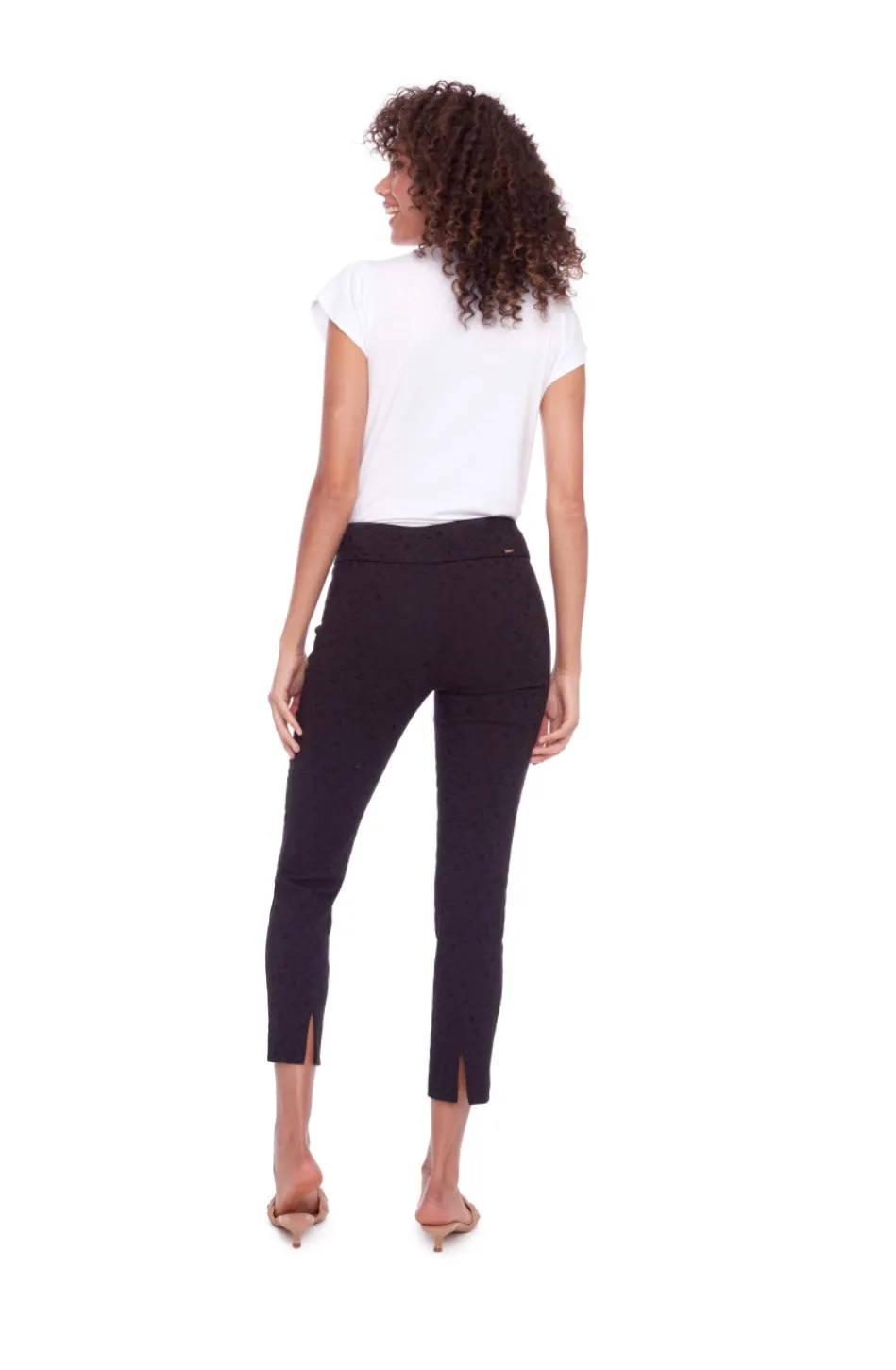 68108 Black Back Slit Ankle Pant