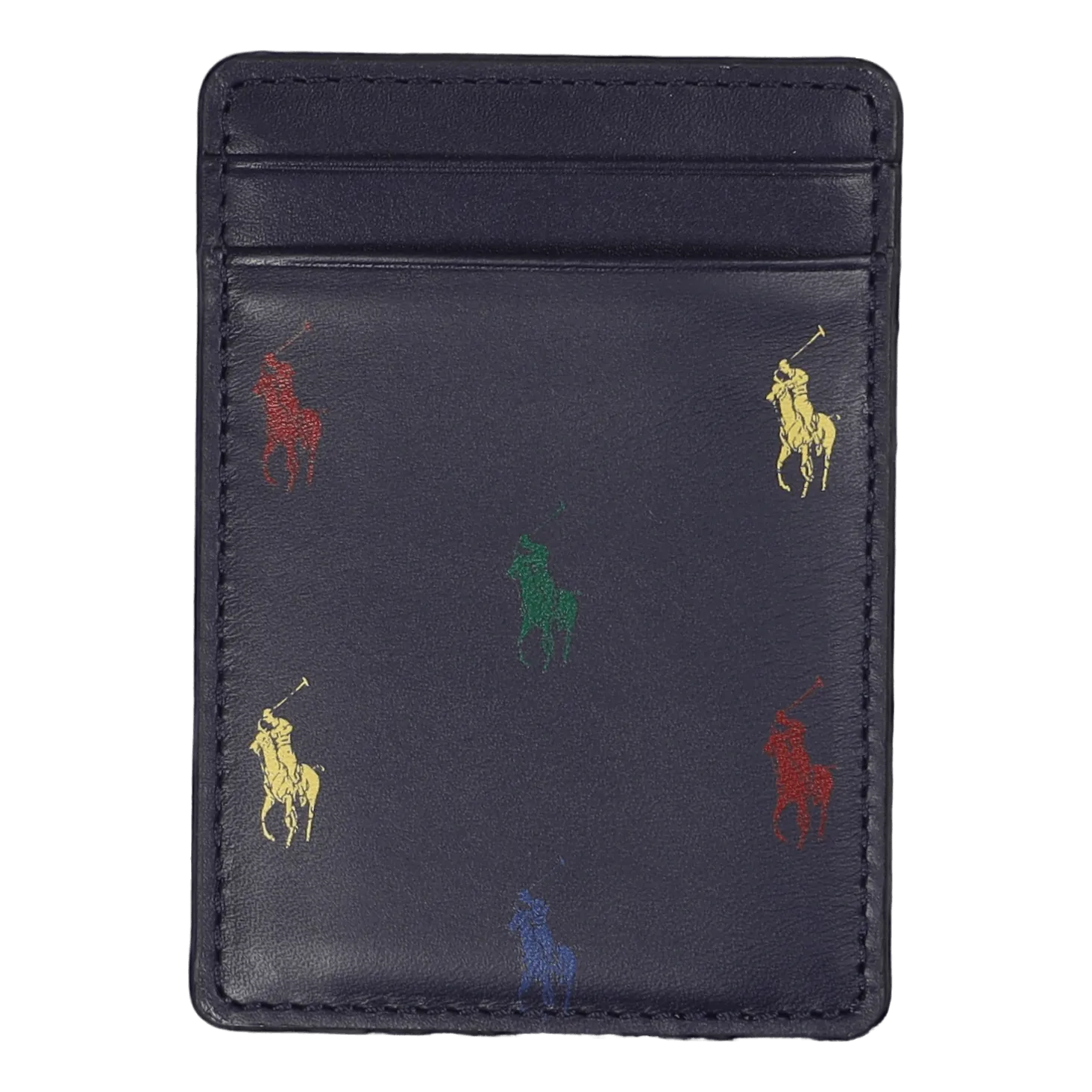 Allover Pony Leather Magnetic Card Case Navy/Multi Pony