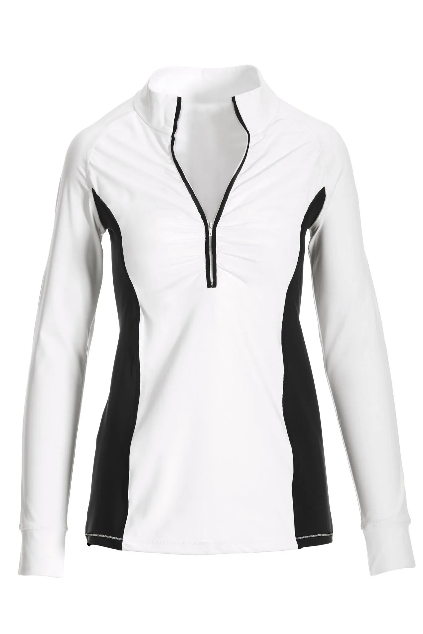 B Active Half Zip Ruched Long Sleeve Top White/Black