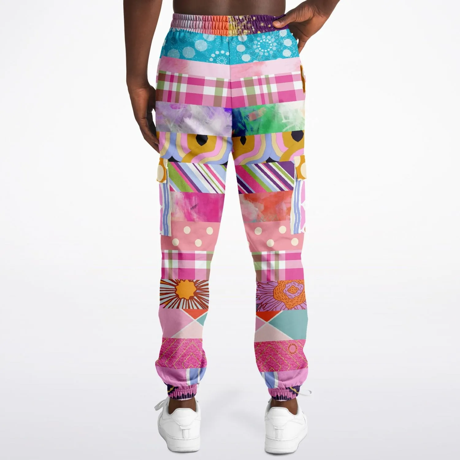 Bahama Mama Pink Floral Patchwork Unisex Cargo Sweats