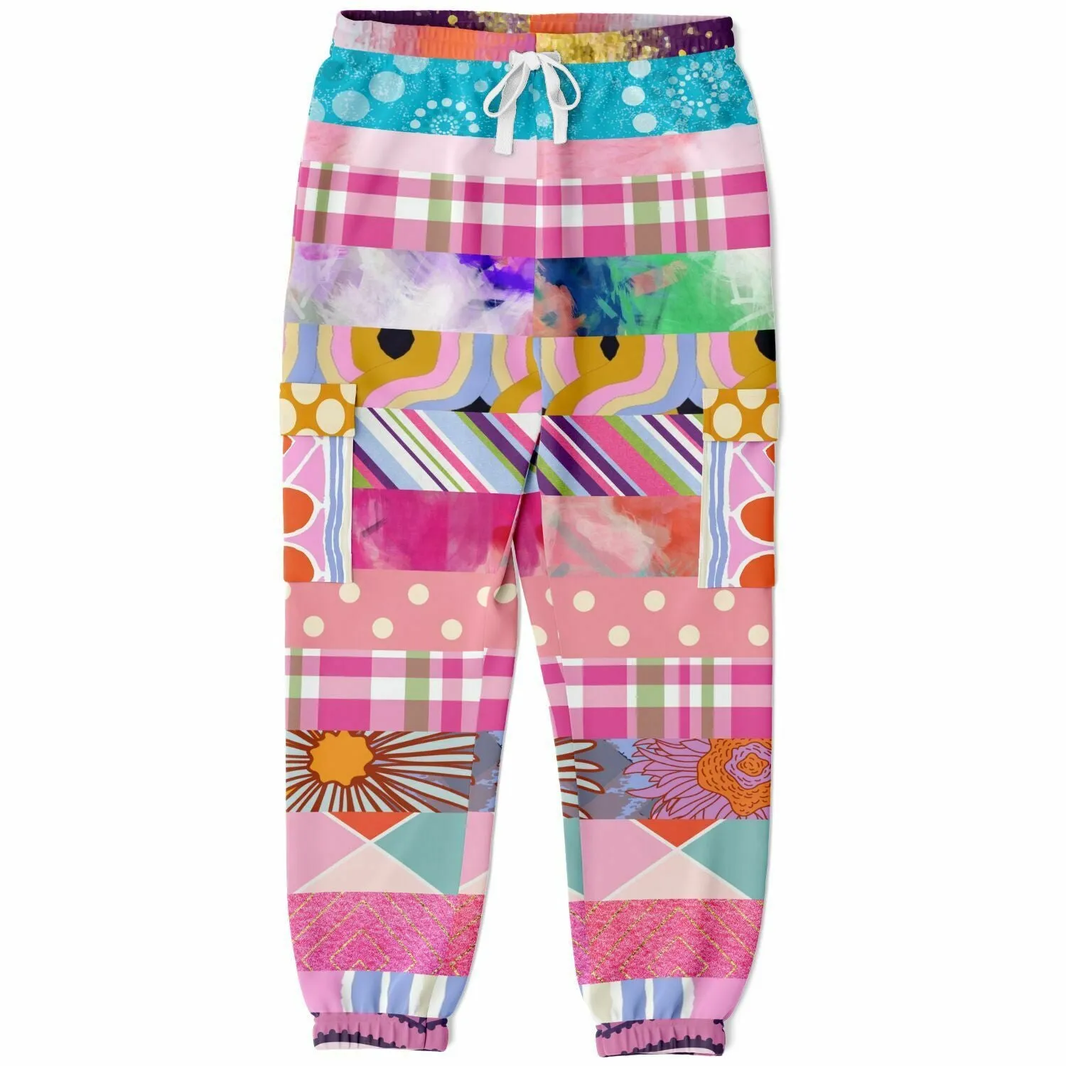 Bahama Mama Pink Floral Patchwork Unisex Cargo Sweats