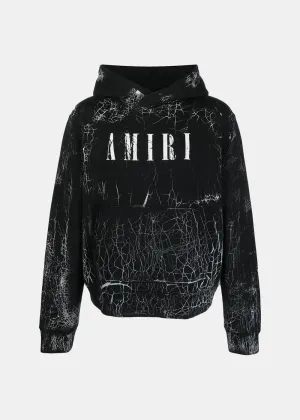 Black Cracked Dye Core Logo Hoodie