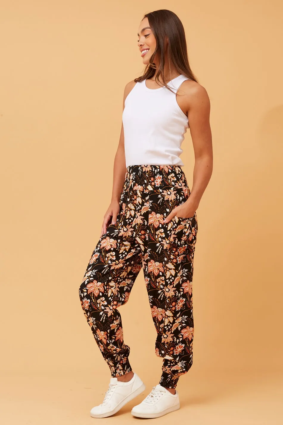 BOTANICAL PRINT HAREM PANTS