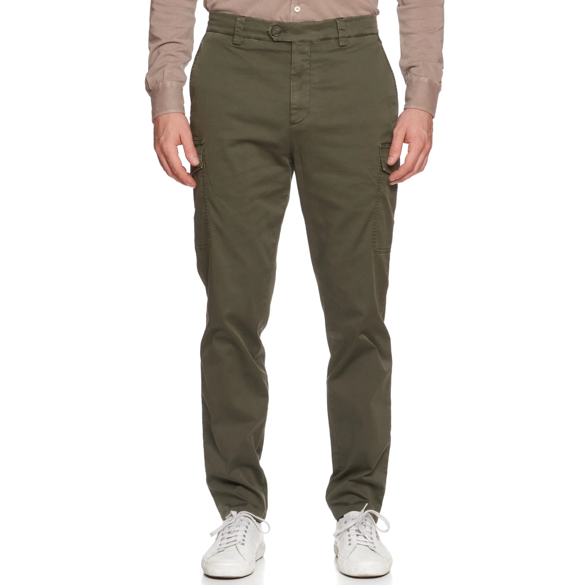 BRUNELLO CUCINELLI Green Twill Cotton Cargo Leisure Fit Pants EU 50 NEW US 34