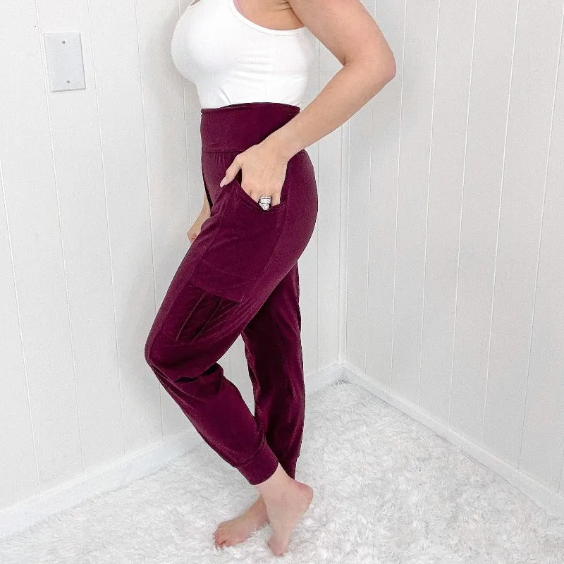 Burgundy Butter Soft Legging Cargo Jogger