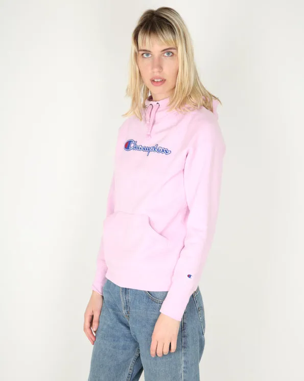 Champion pink blue logo plain hoodie - XS