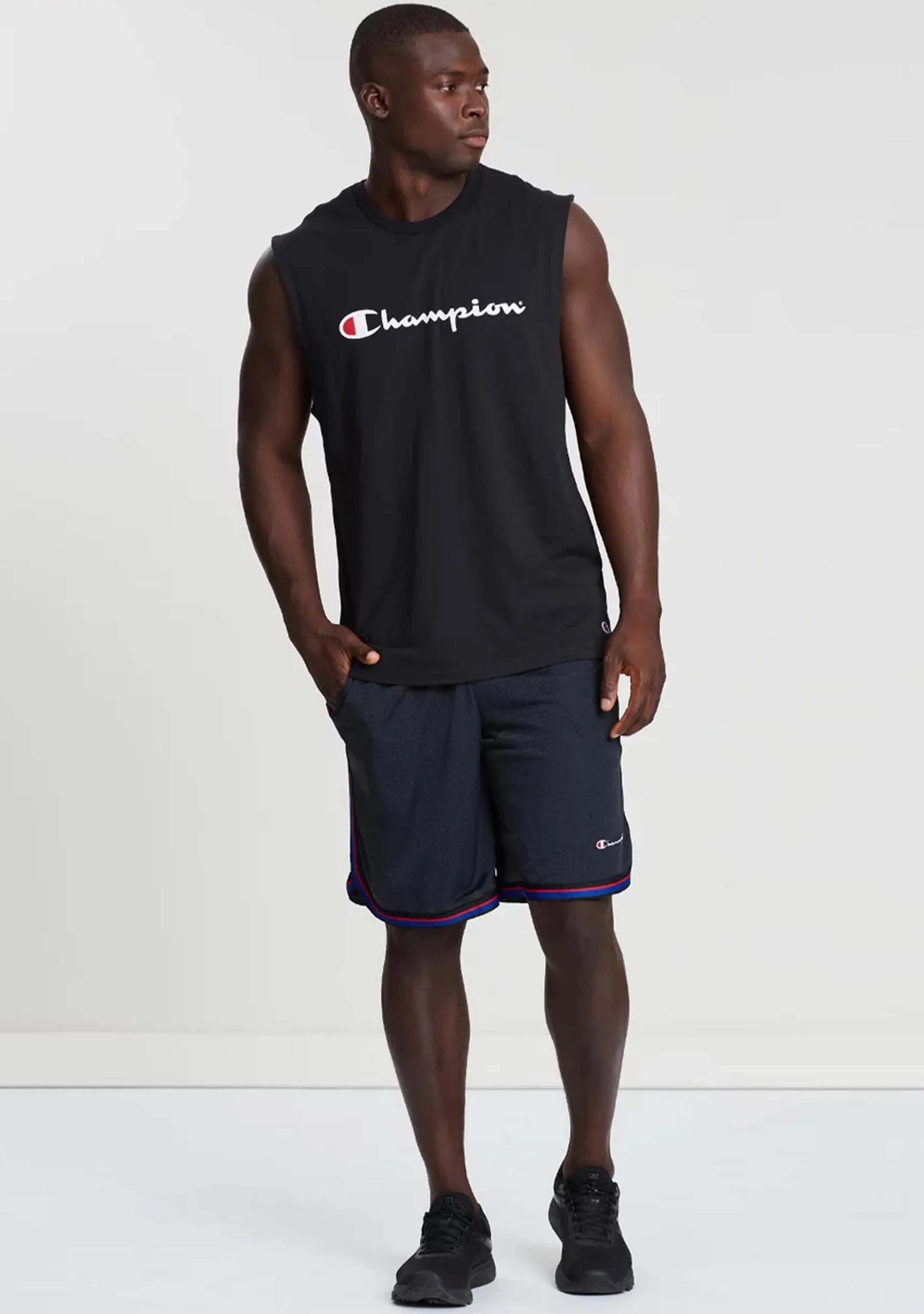 Champion Script Sport Singlet <br> AW8VN BLK