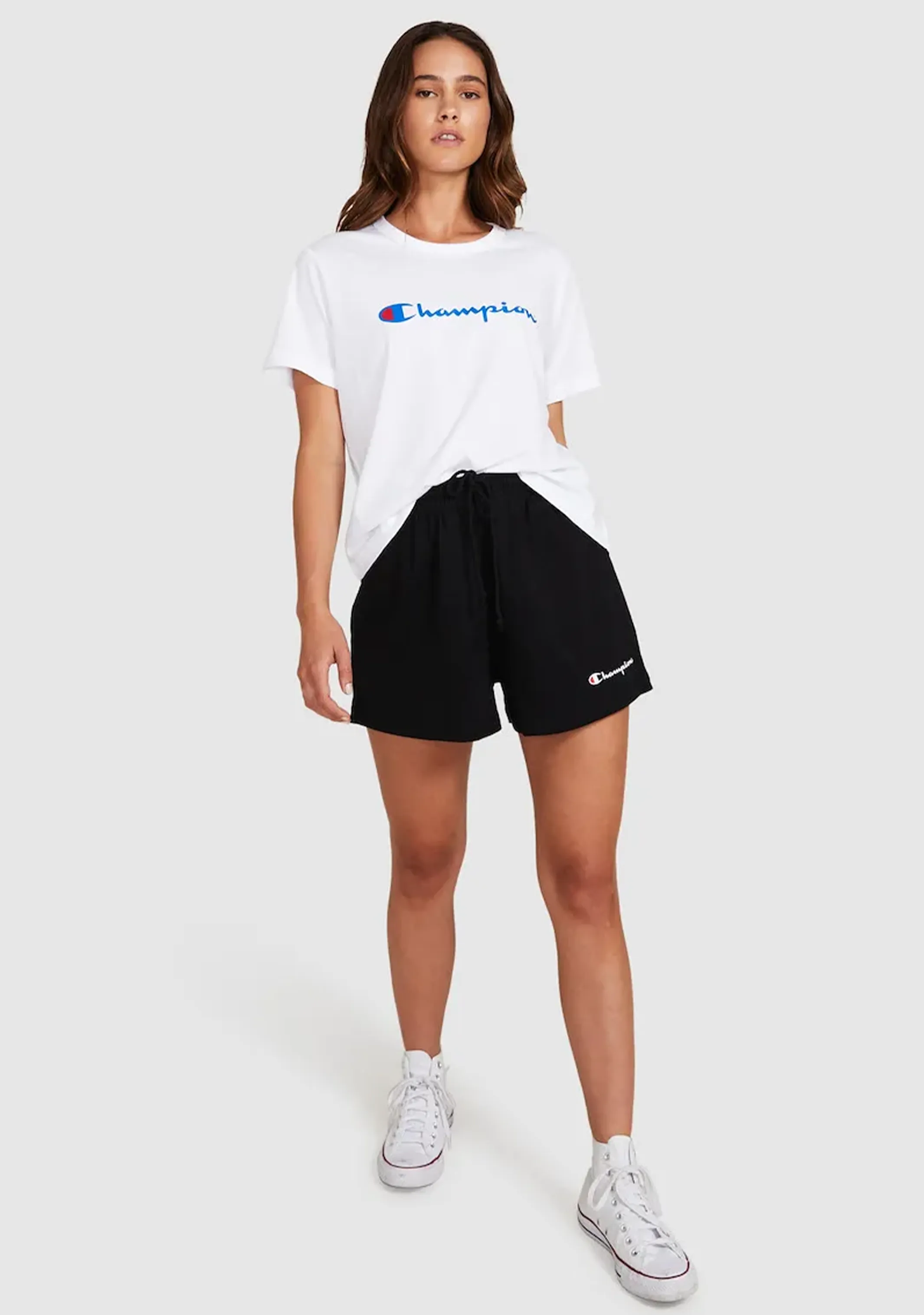 Champion Womens Script Crop Boxy Tee White <BR> CUWGN WIT