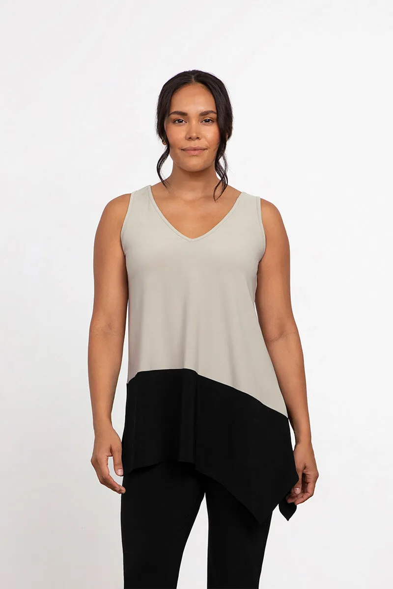 Colour Block Reversible Angle Tank | Sand/Blk