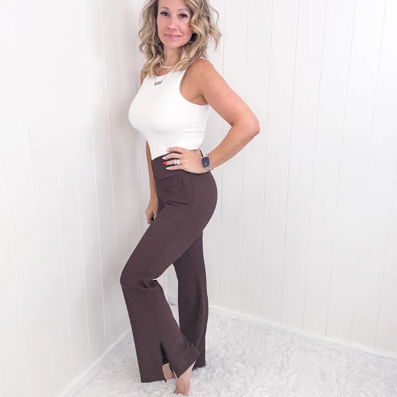 Contouring Curves Ribbed V Waist Flared Leggings in 2 Colors