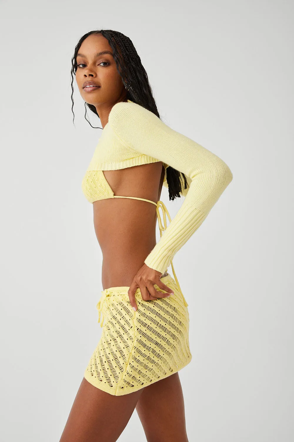 Daffodil Crochet Mini Skirt - Honey Butter