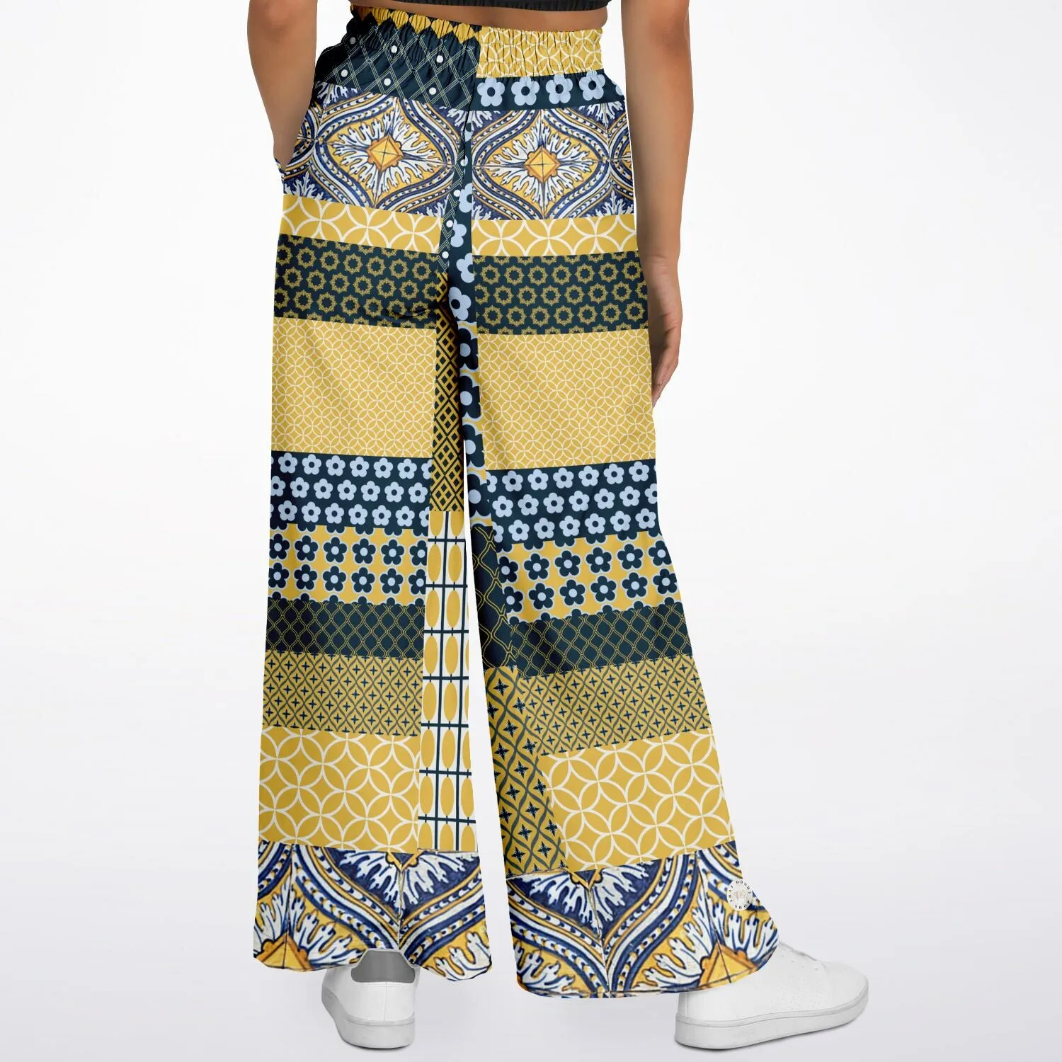 Dauphin Patchwork Print Eco-Poly Stretchy Phat Bellbottoms