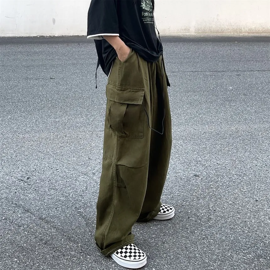 Elastic-Waist Wide-Leg Cargo Pants dd17