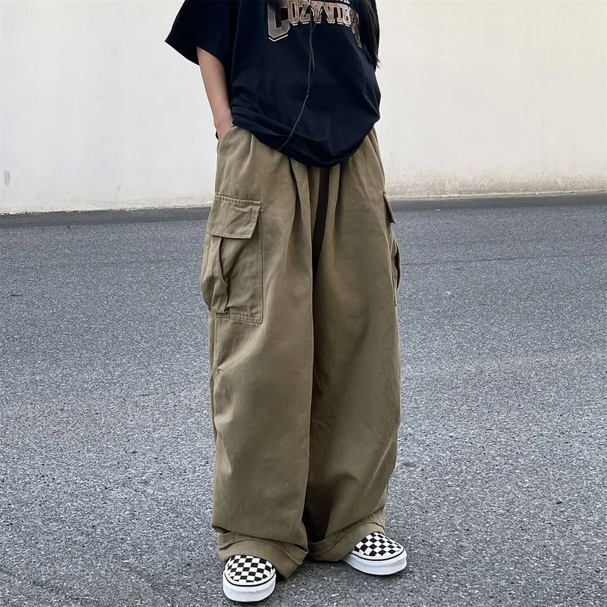 Elastic-Waist Wide-Leg Cargo Pants dd17