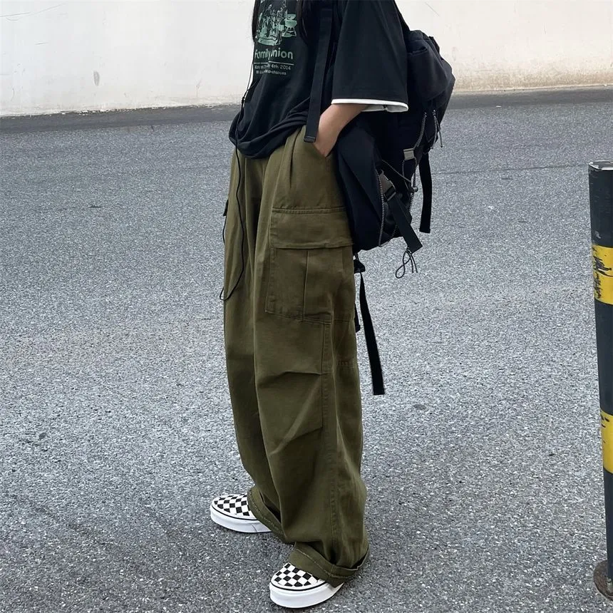 Elastic-Waist Wide-Leg Cargo Pants dd17