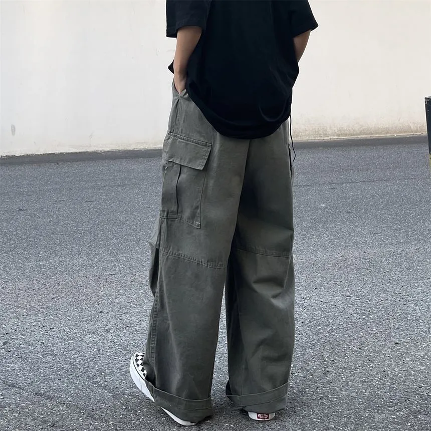 Elastic-Waist Wide-Leg Cargo Pants dd17