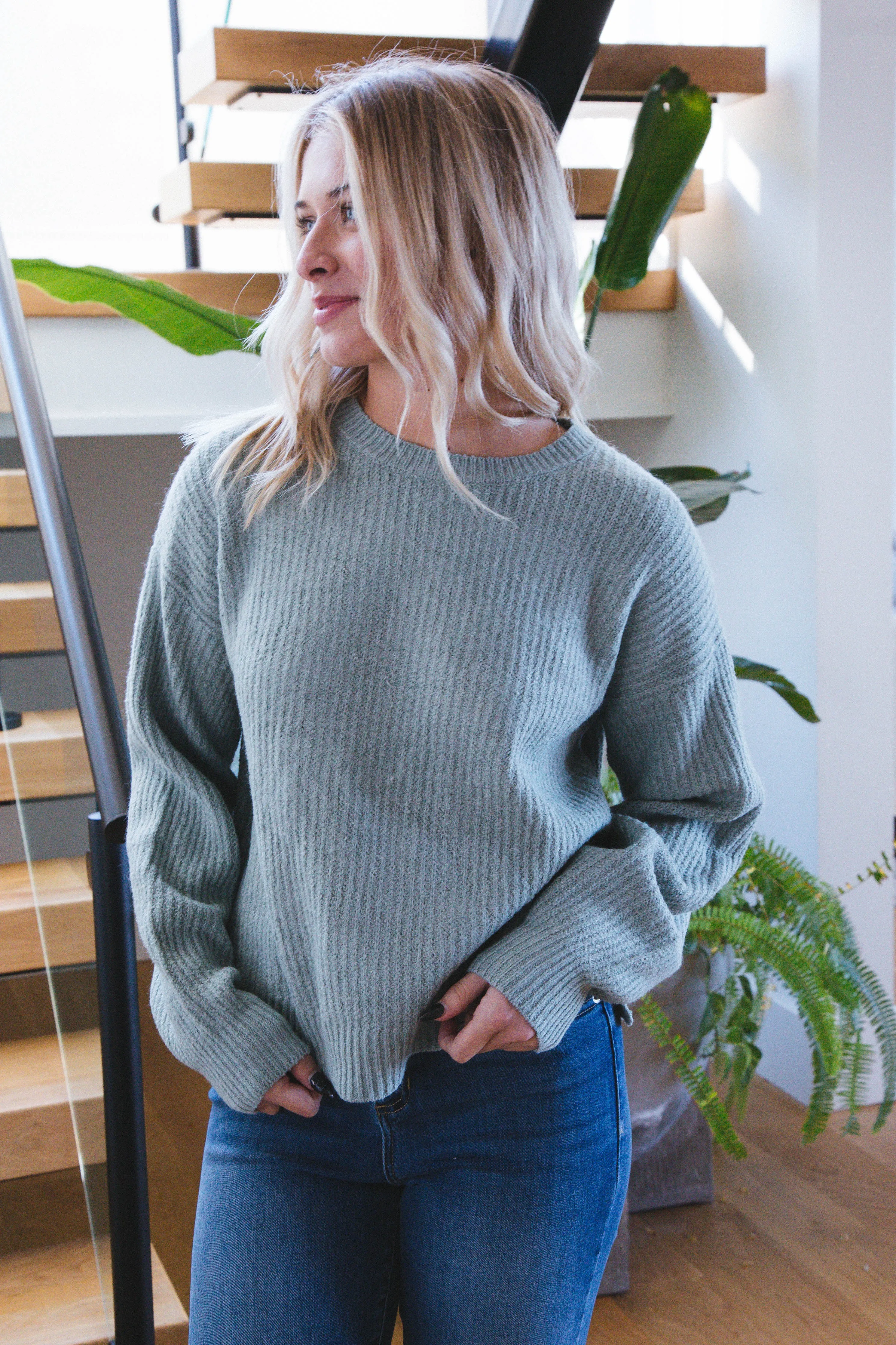 Ember Drop Shoulder Sweater, Iceberg Green