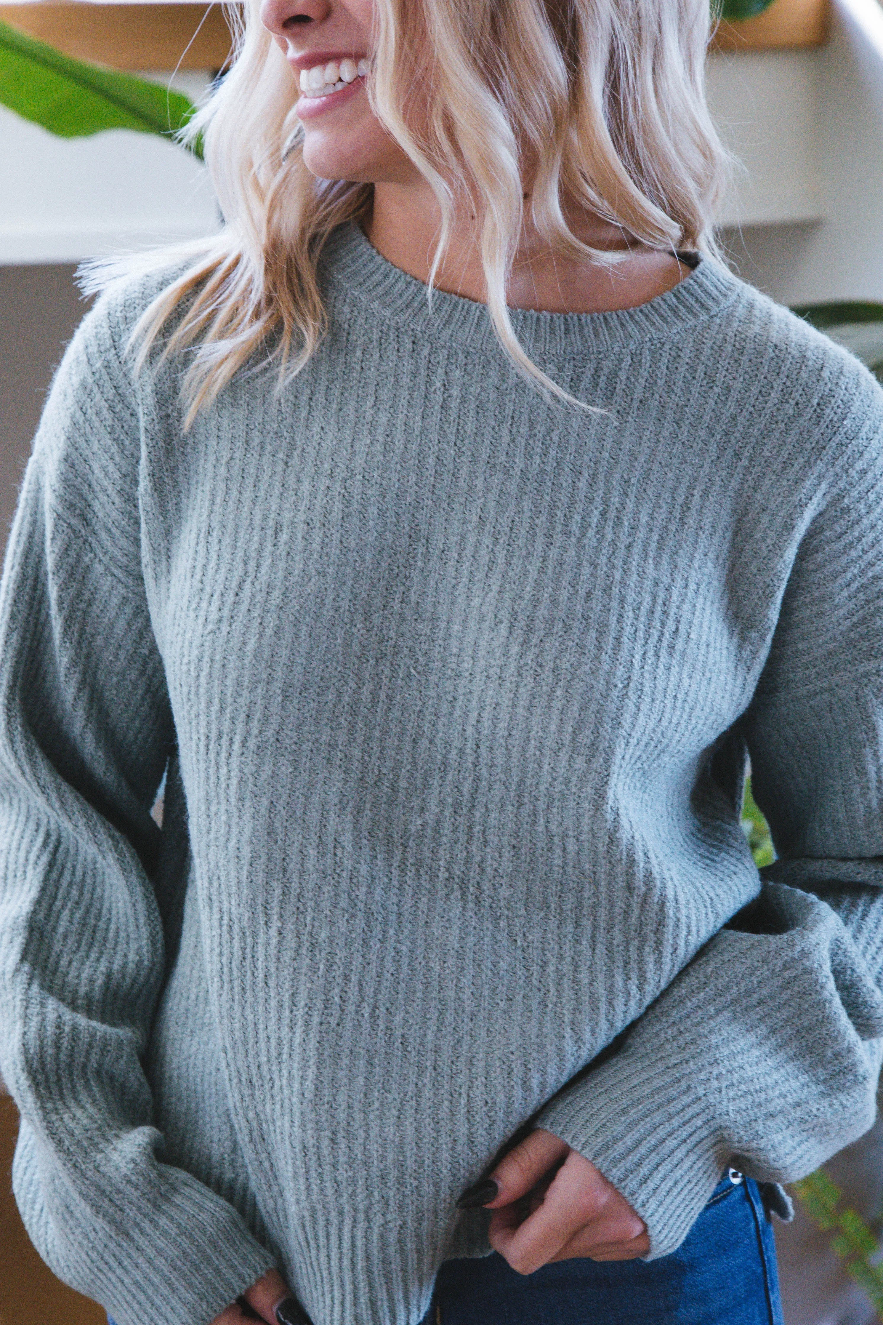 Ember Drop Shoulder Sweater, Iceberg Green