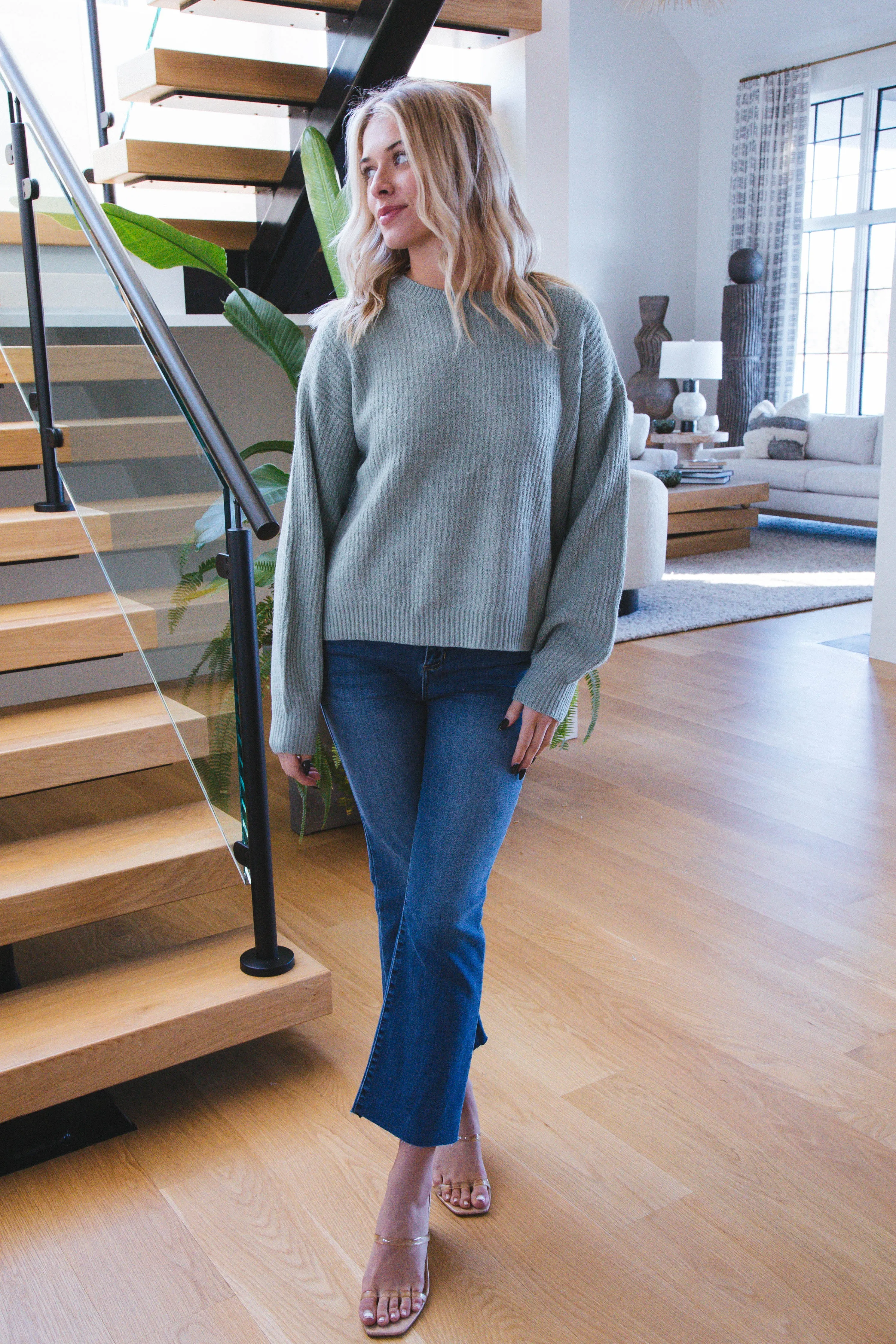 Ember Drop Shoulder Sweater, Iceberg Green