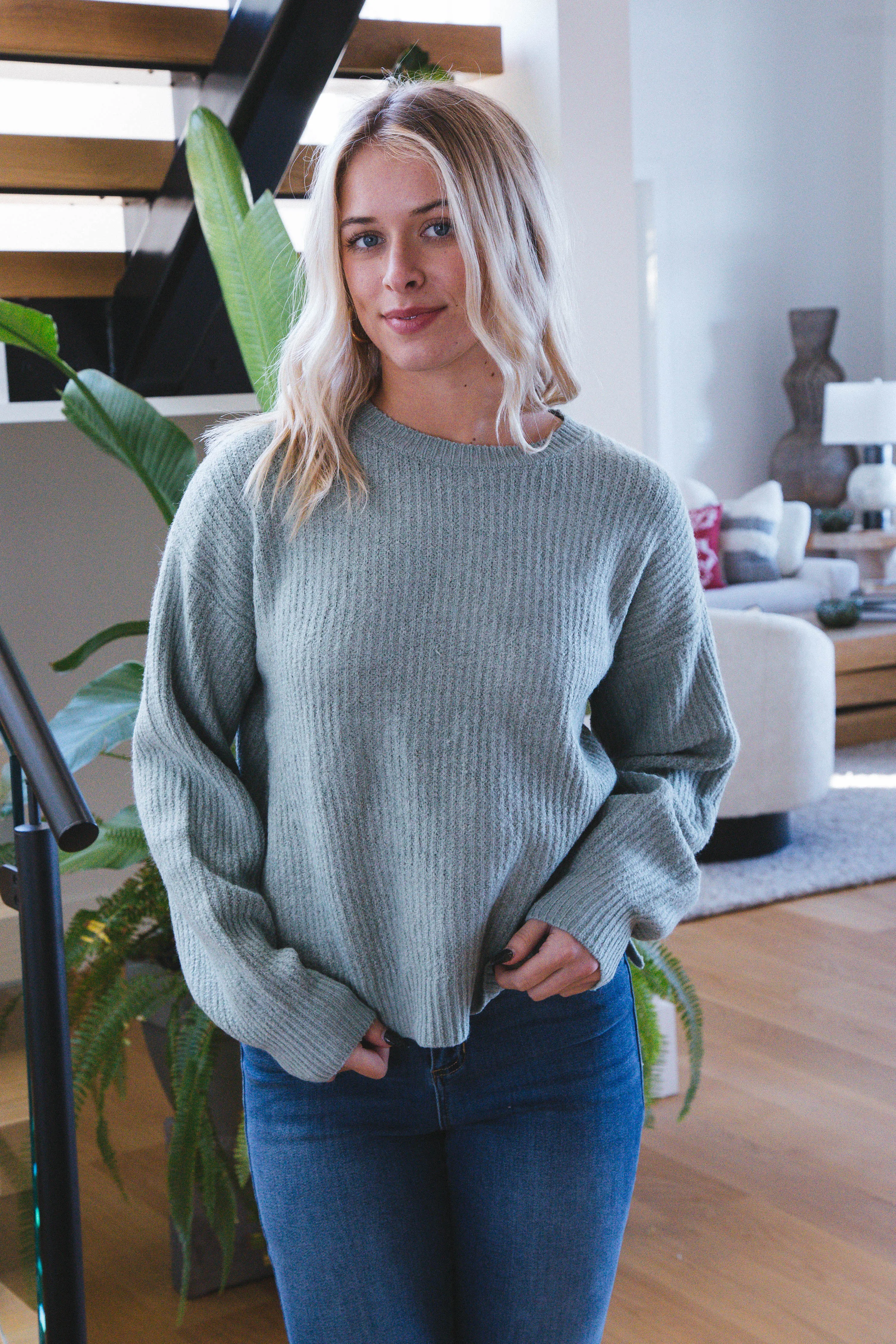 Ember Drop Shoulder Sweater, Iceberg Green