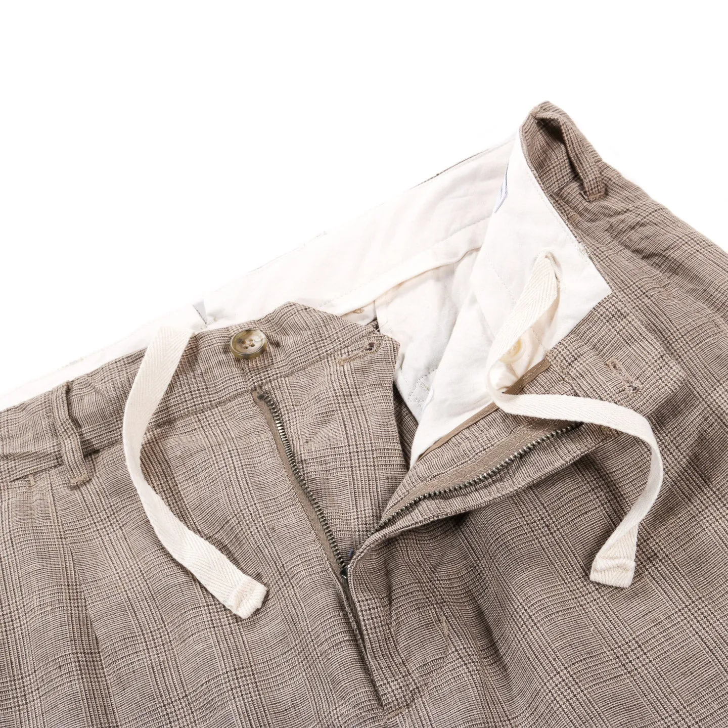 ENGINEERED GARMENTS ANDOVER PANT BEIGE LINEN GLEN PLAID