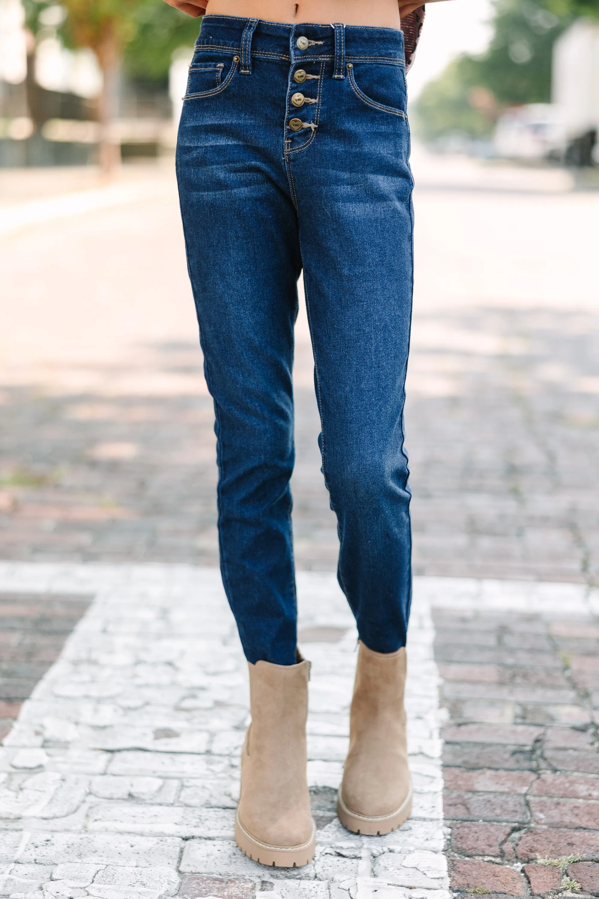 Girls: Feeling Bold Dark Wash High Waist Skinny Jeans