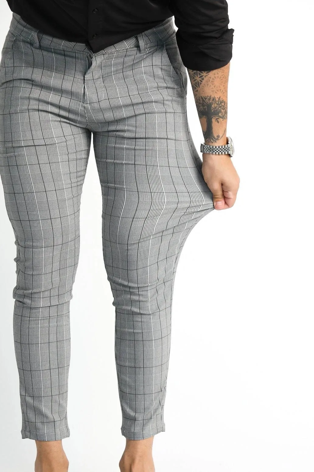 Grey Plaid Pants