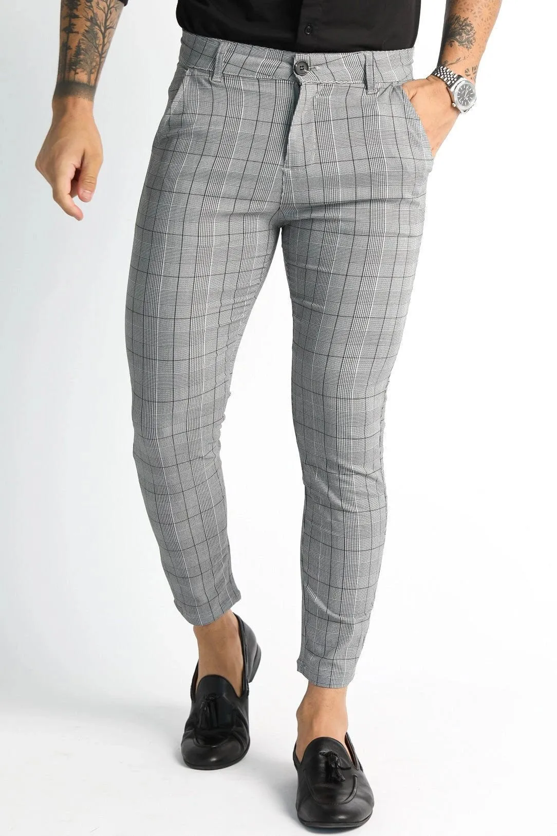 Grey Plaid Pants