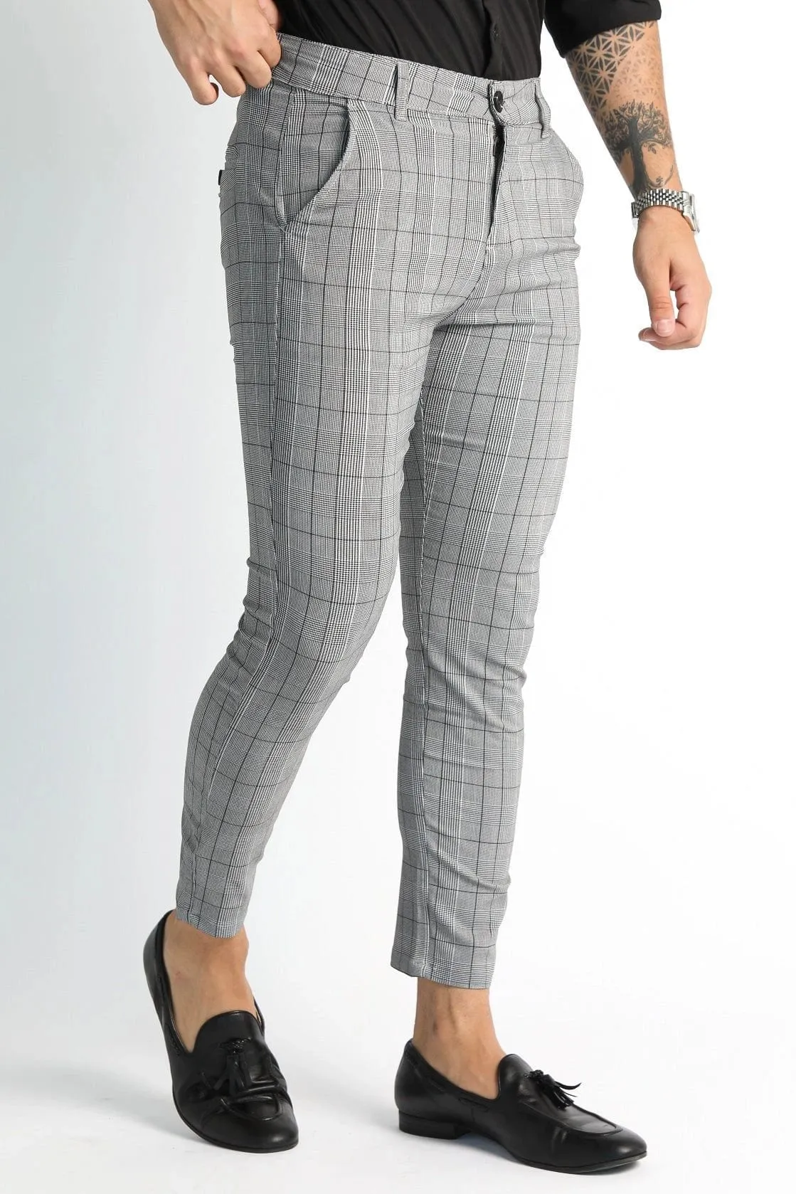 Grey Plaid Pants