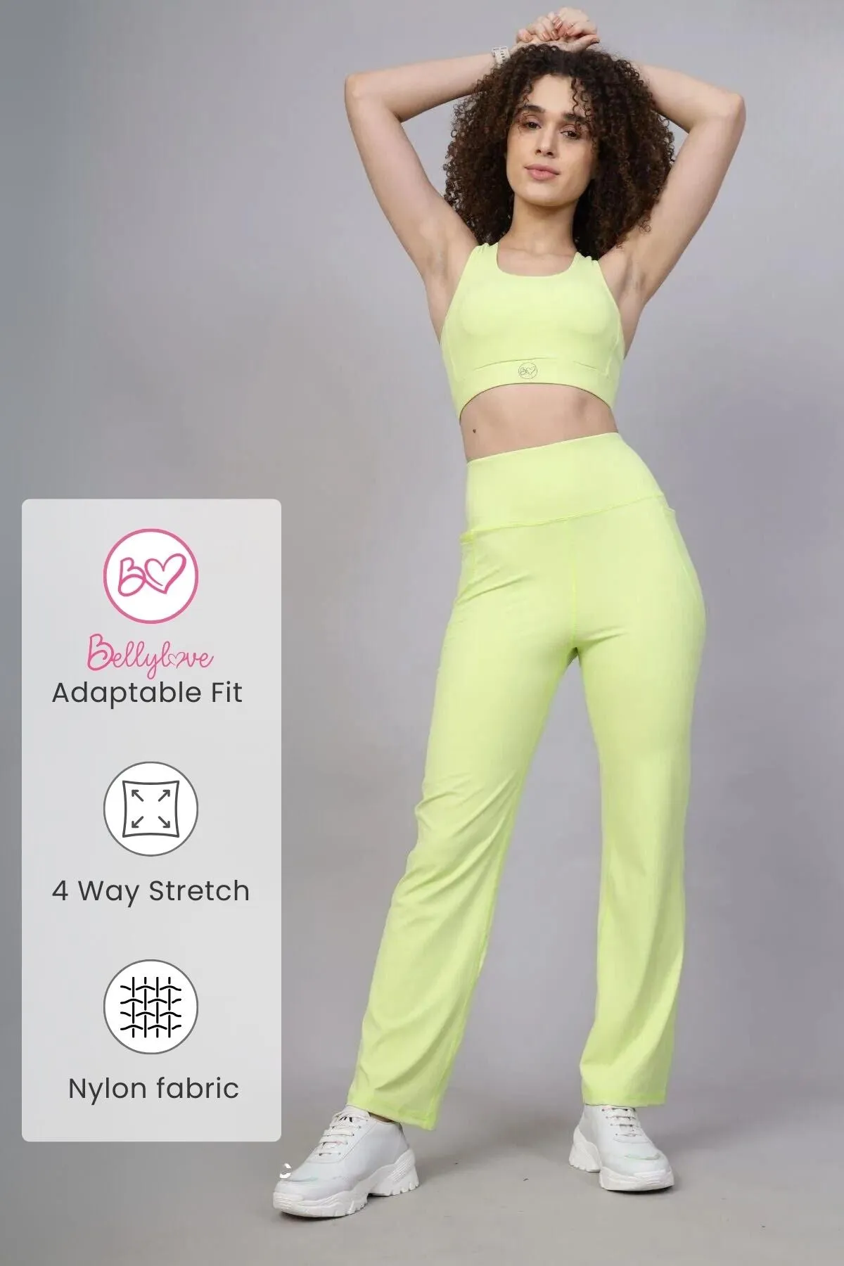 High Waisted Gentle Compression Lime Postpartum Pants