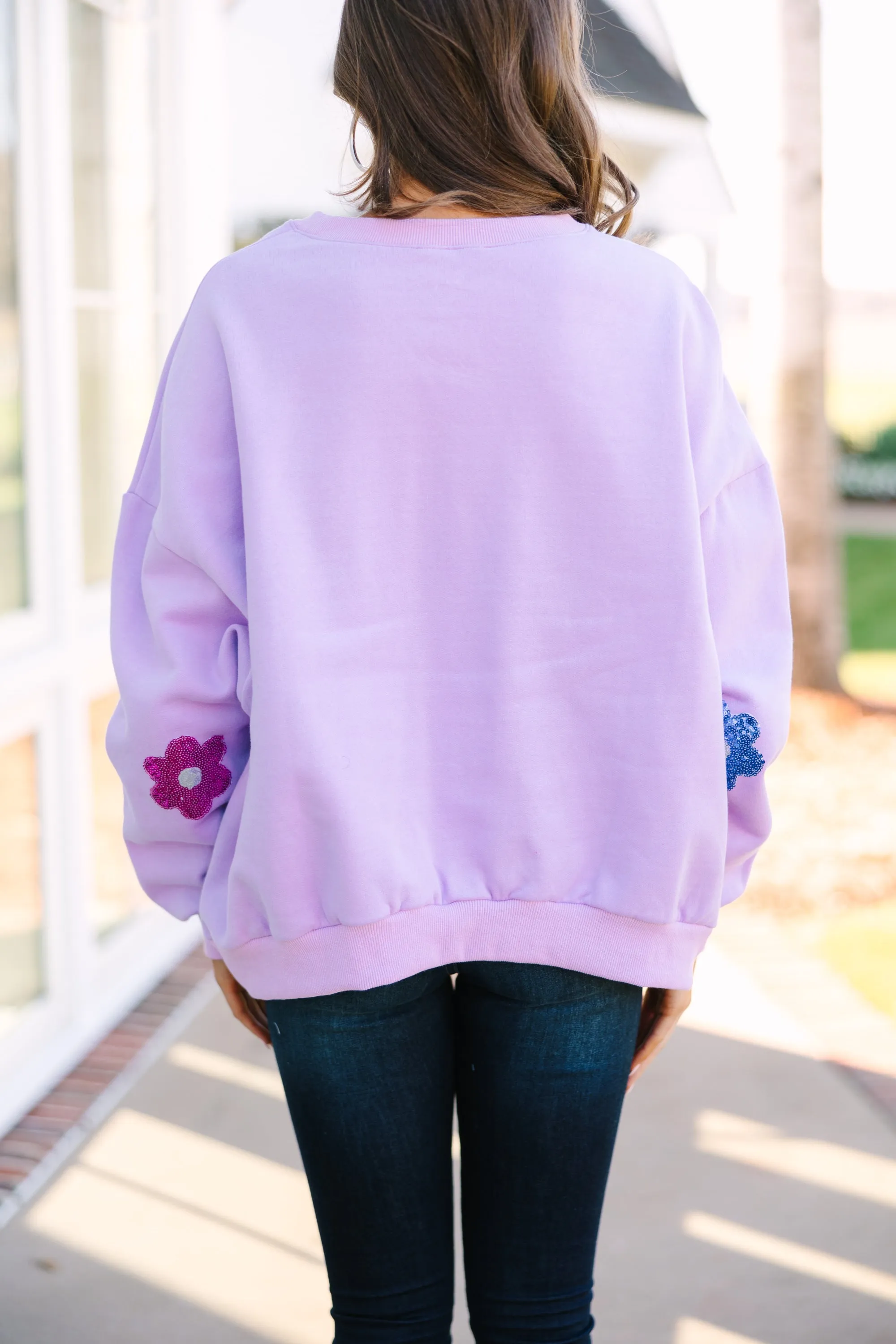 Just My Type Lavender Purple Floral Sweatshirt