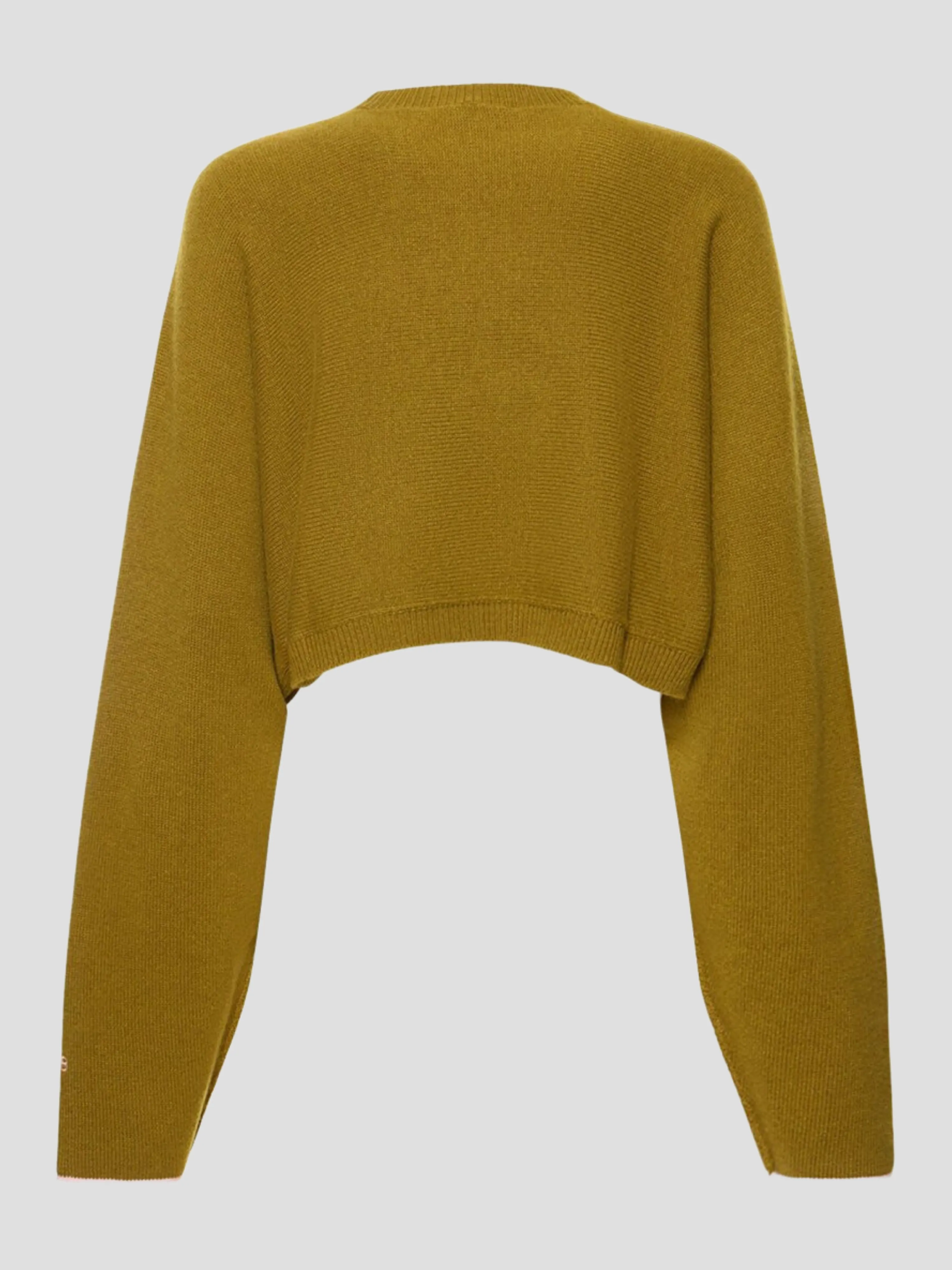 Khaki Crew Neck Cropped Jumper