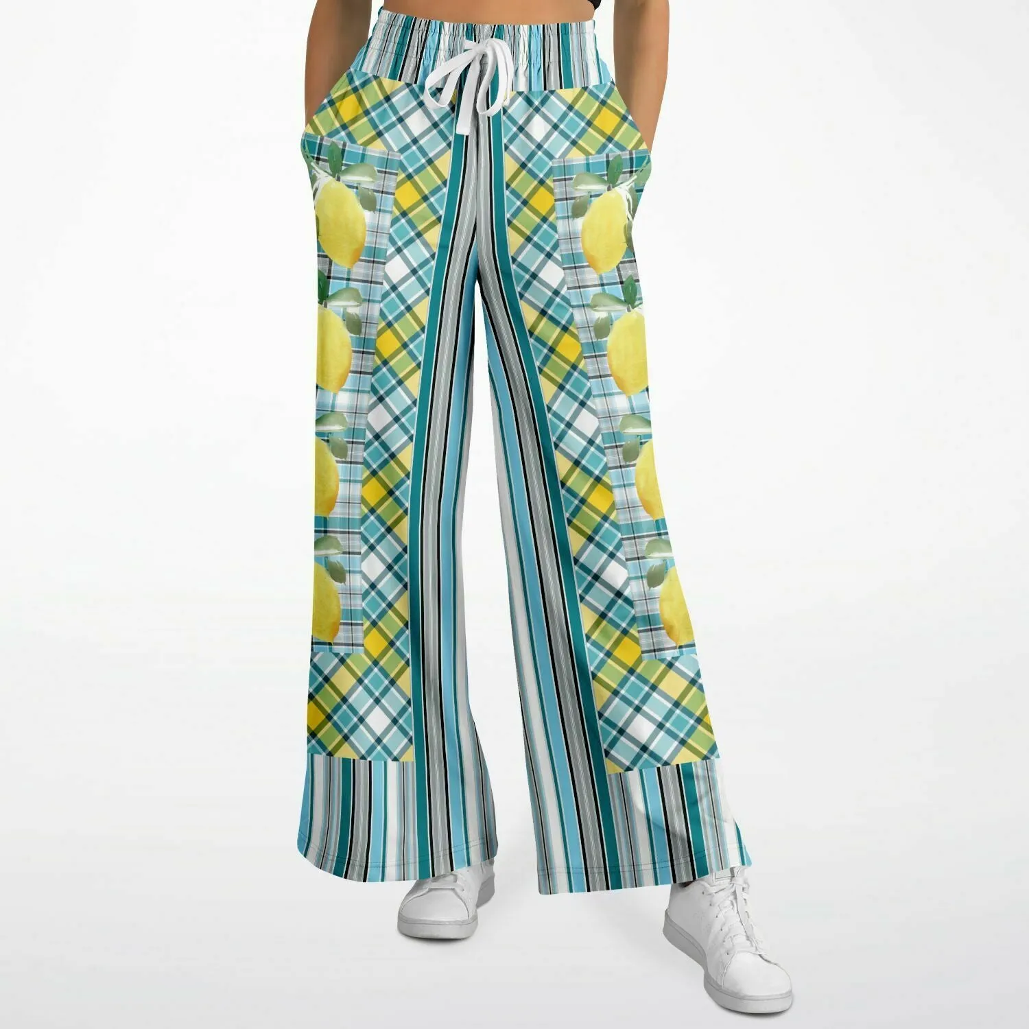 Lemon Zest Striped Eco-Poly Stretchy Phat Bellbottoms