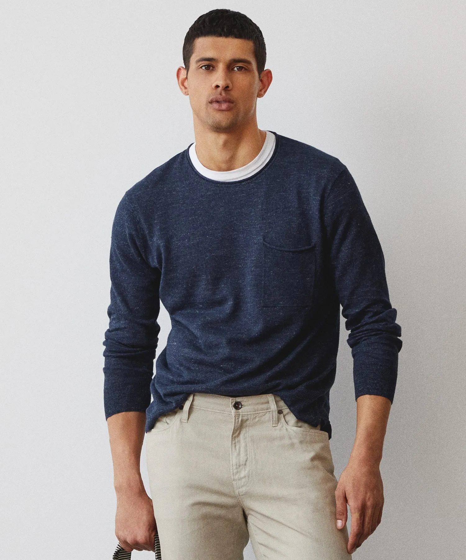 Linen Shore Sweater in Navy