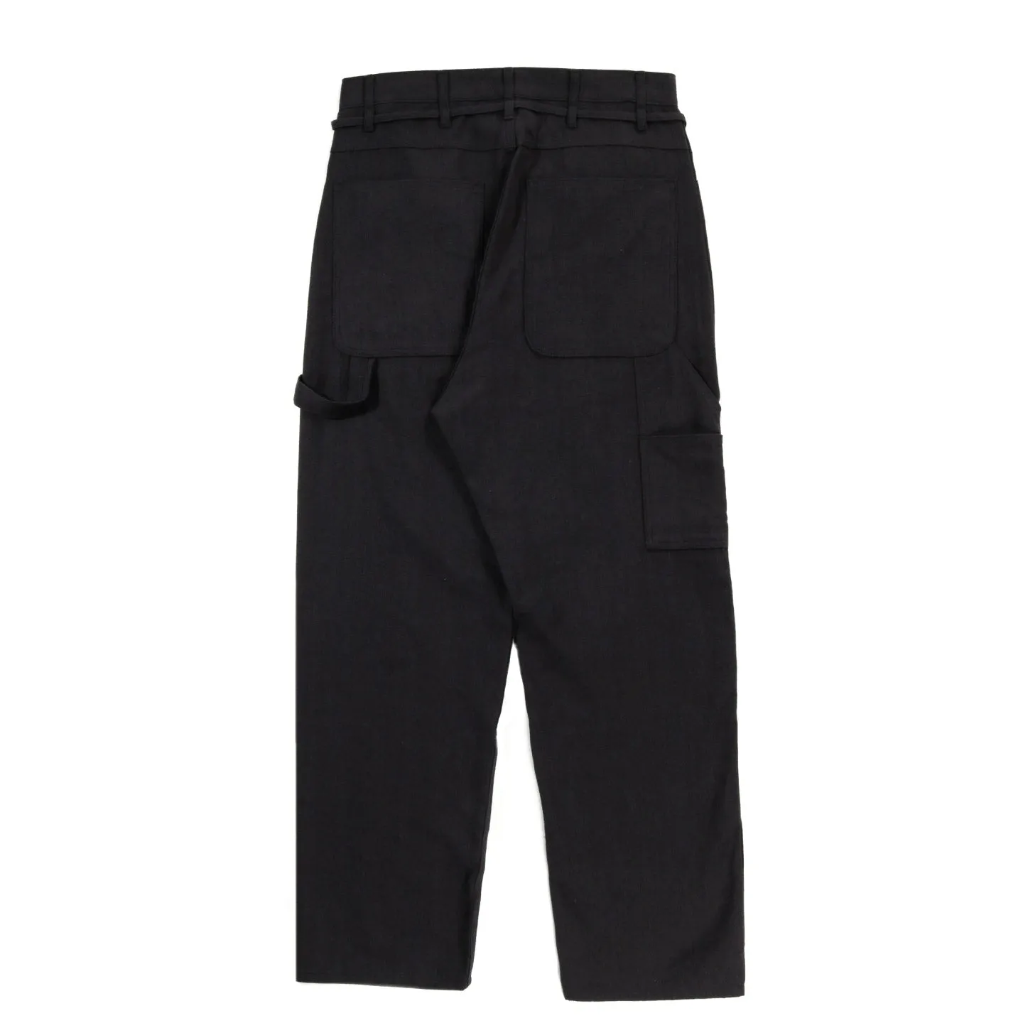 MONITALY DROP CROTCH PAINTER PANTS LINEN BLACK