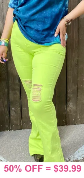 Neon Bell Bottom jeans