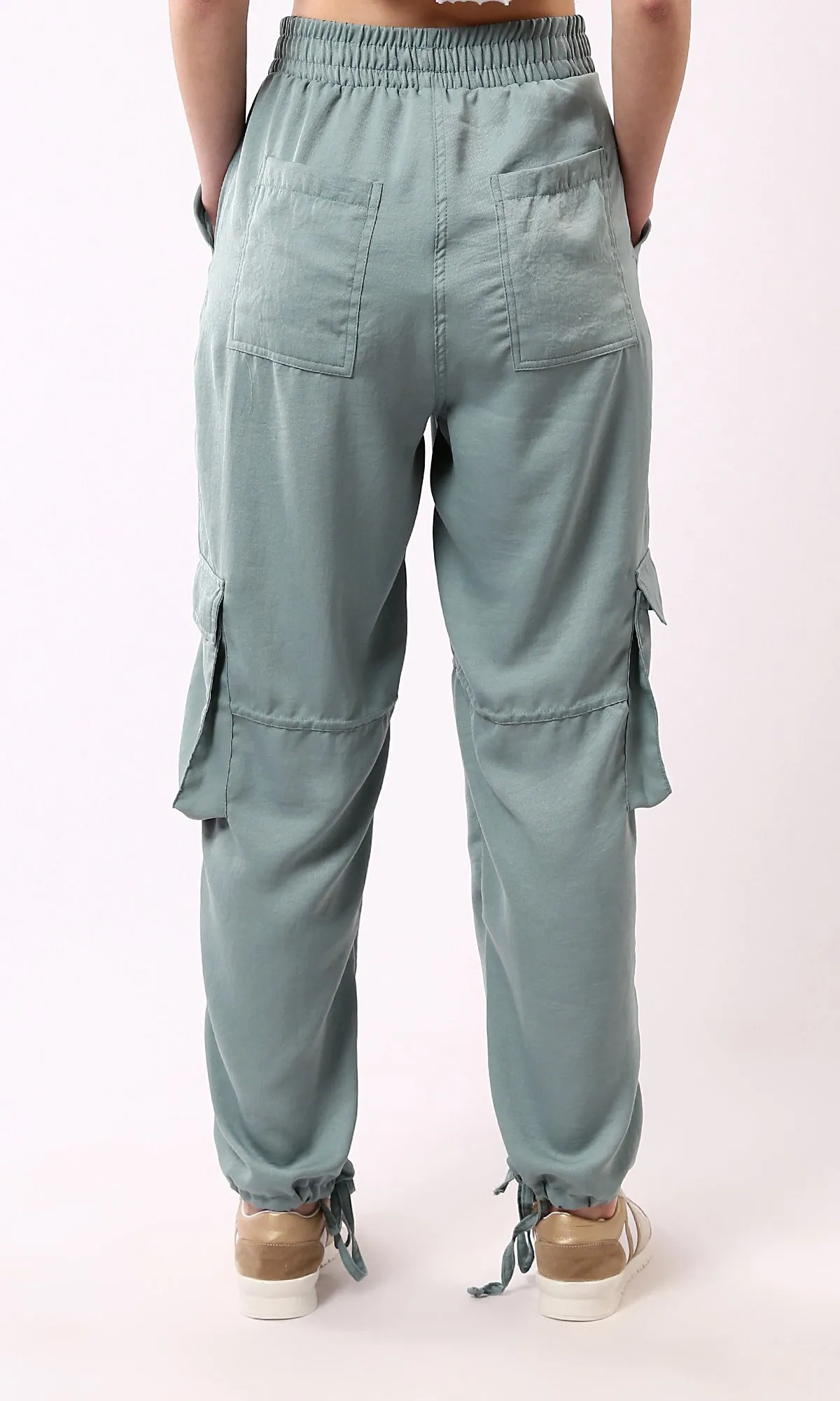 O179139 Casual Mint Jogger Pants With Multiple Pockets