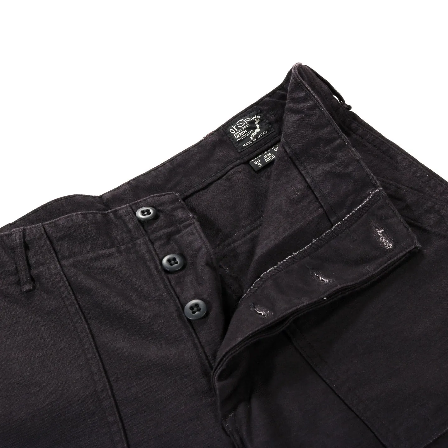 ORSLOW US ARMY FATIGUE PANTS BLACK REVERSE SATEEN