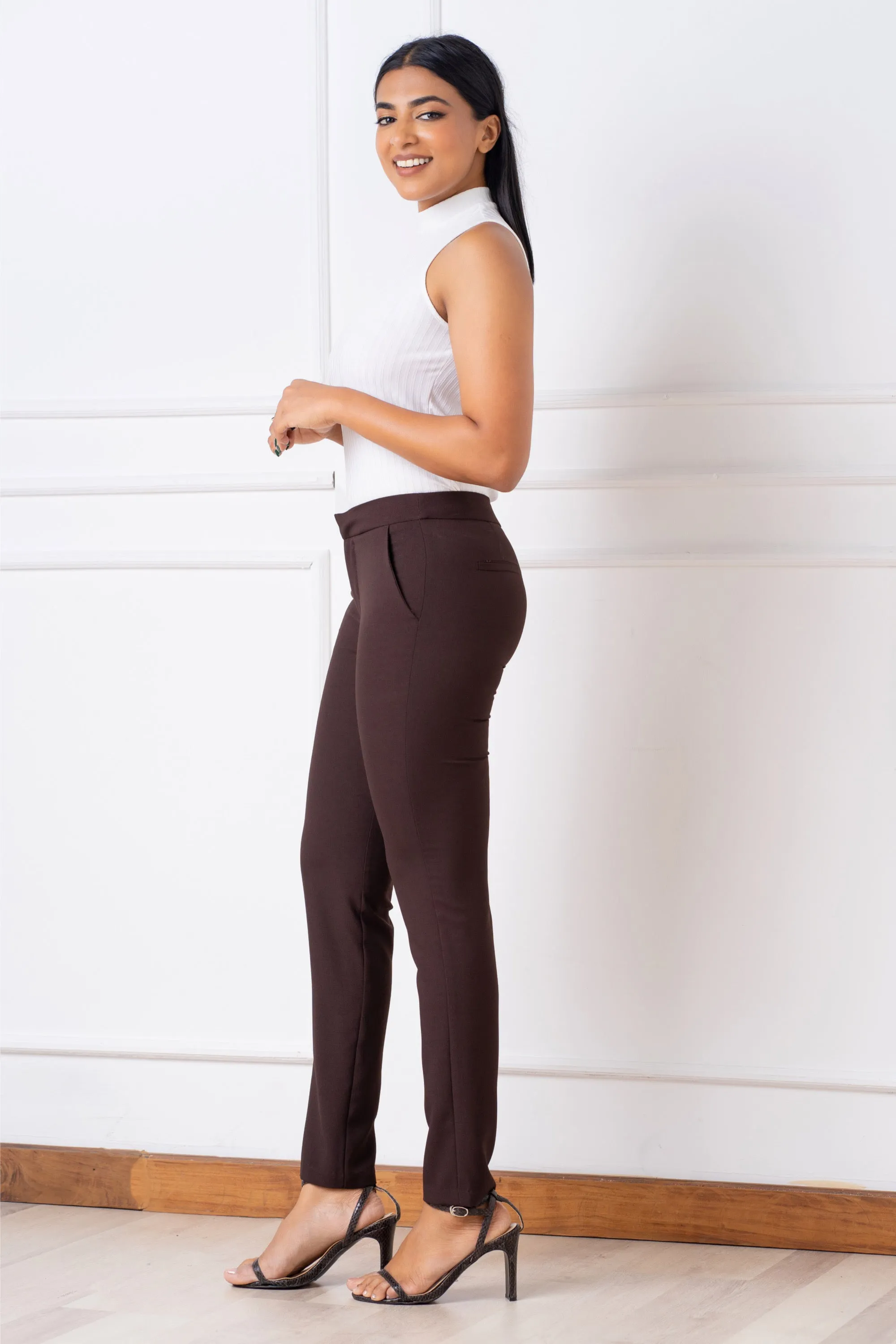 Regular Waist Slim Cut Pant - Slim Fit