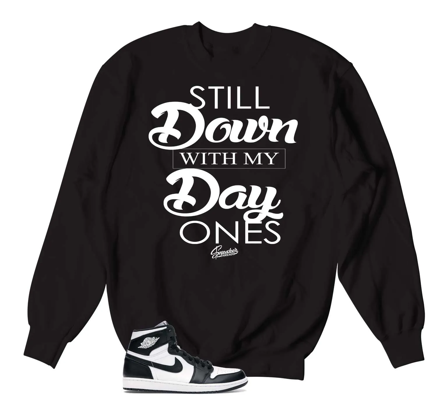 Retro 1 Black And White Sweater - Day Ones - Black