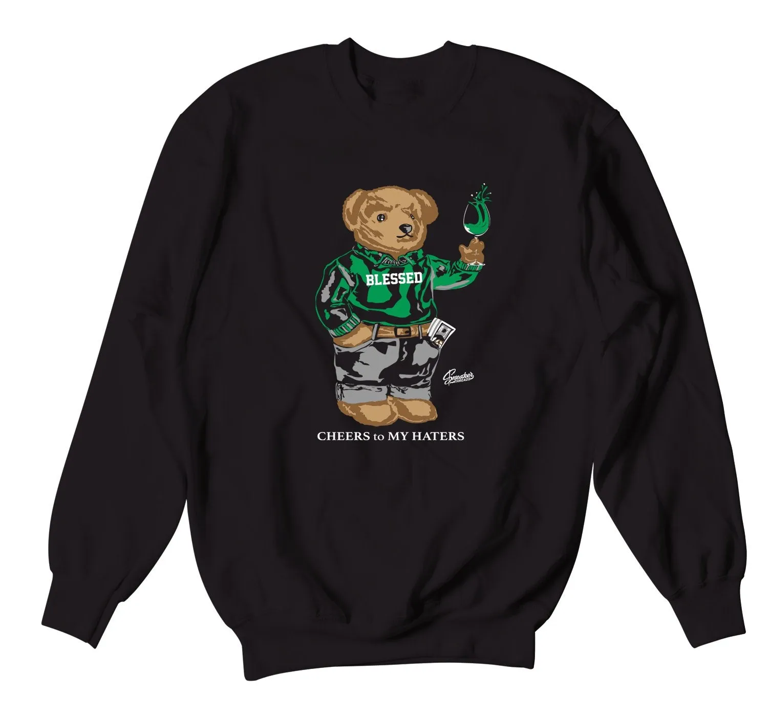 Retro 1 Pine Green Cheers Bear Sweater