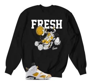 Retro 6 Yellow Ochre Sweater - Fly Kicks - Black