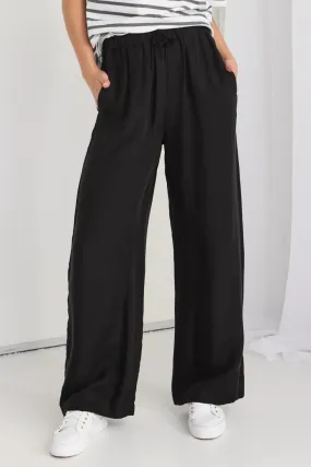 Riverside Black Luxury Blend Pull On Wideleg Pants