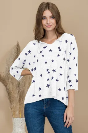 Stylish Pullover Textured Knitwear with Star Pattern