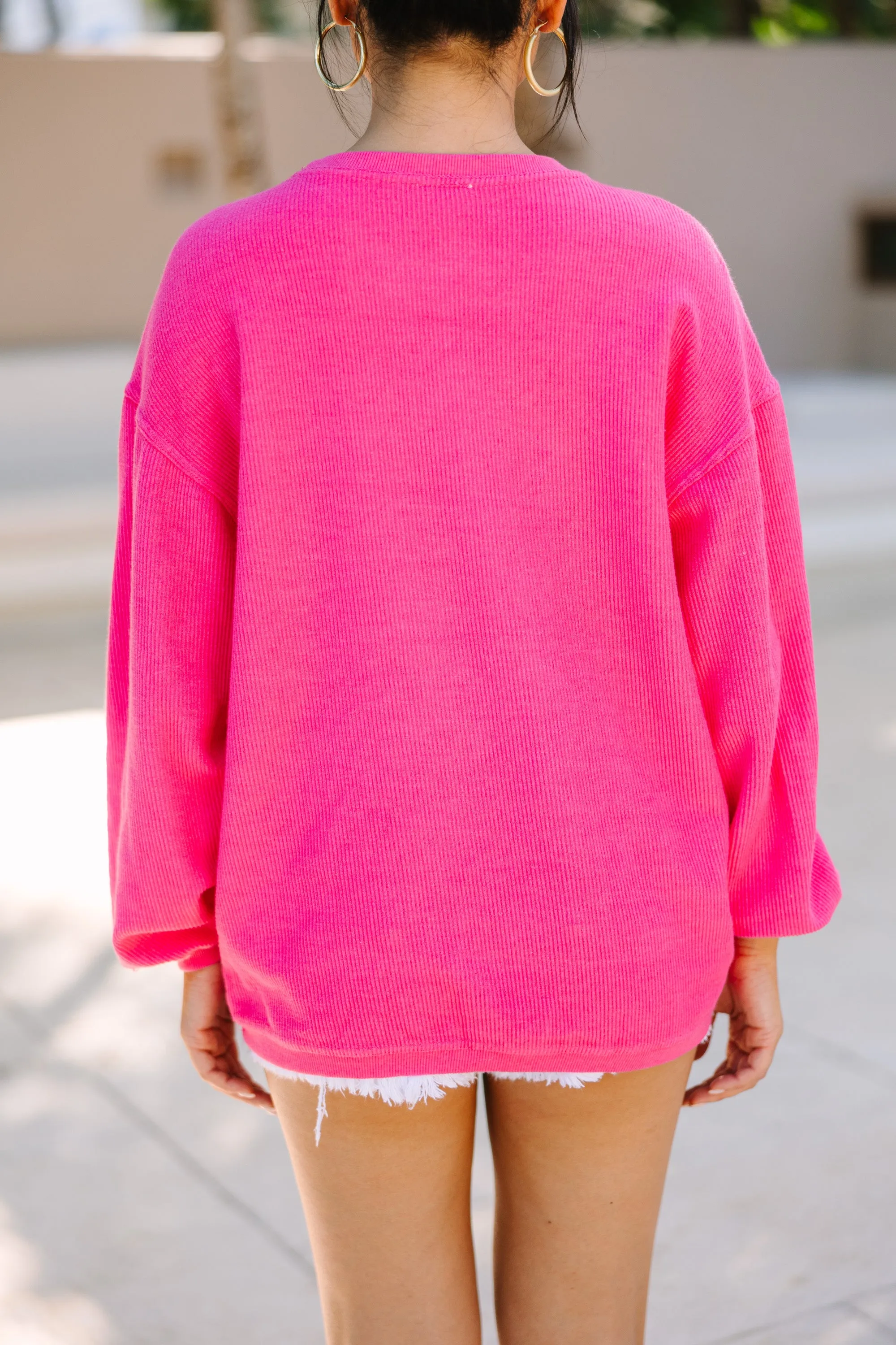 Summer Lovin' Fuchsia Pink Graphic Corded Sweatshirt