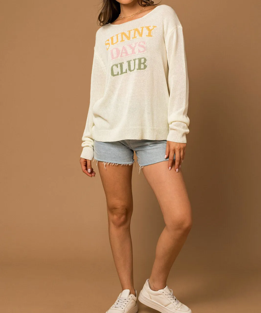 Sunny Days Club Sweater Top - White