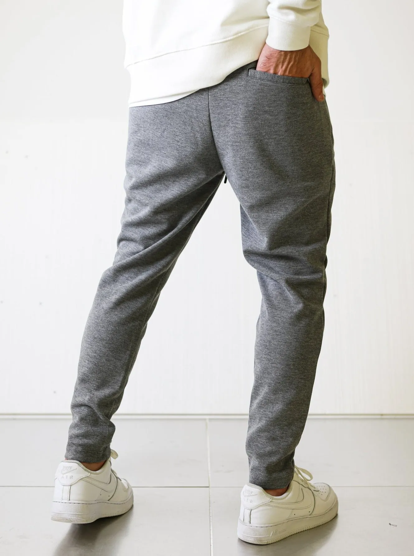 Textured Slim-fit Grey Trousers