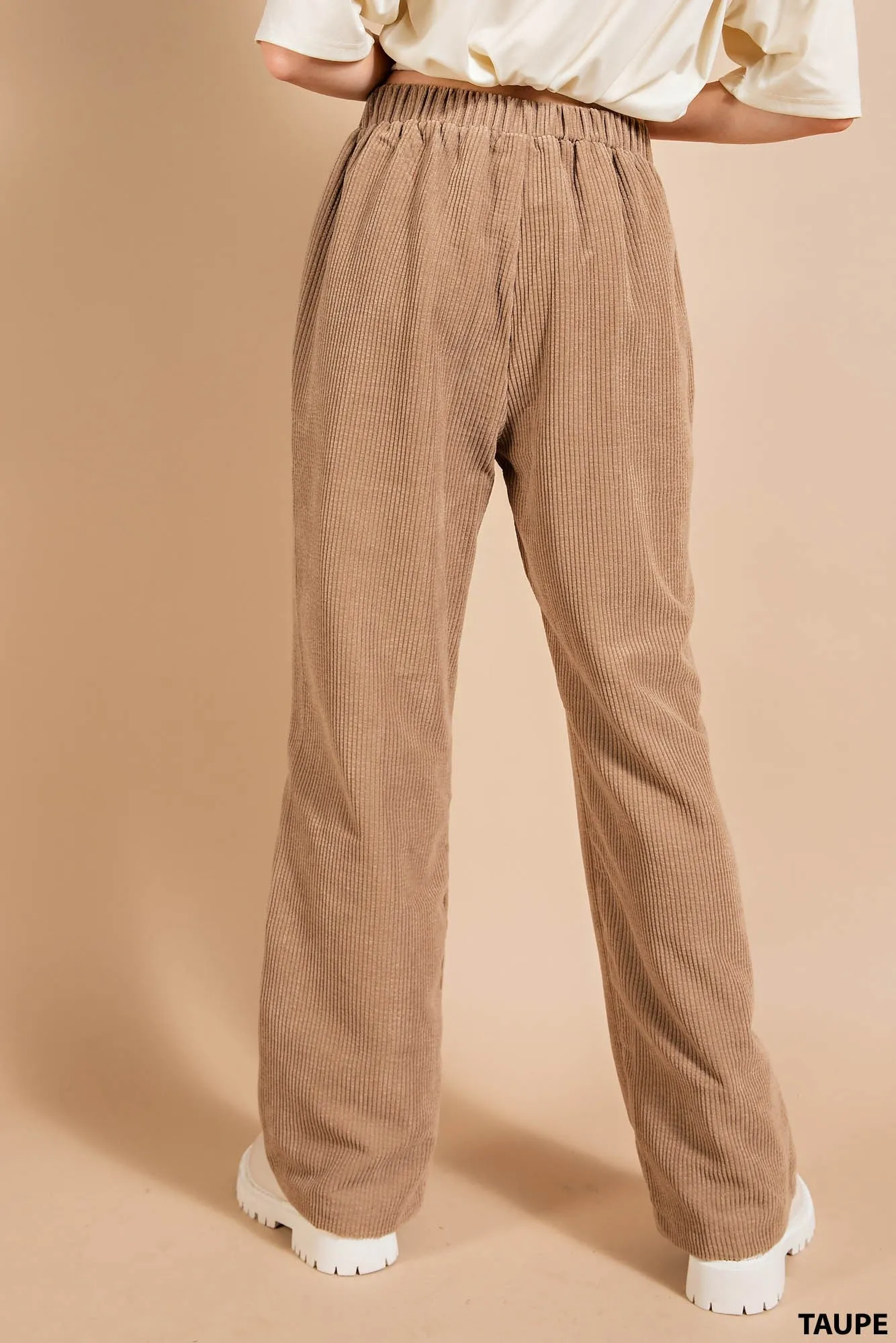 The Angeline Corduroy Pants in Taupe