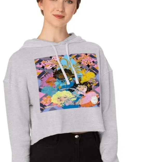 Three Mermaids Cropped Hoodie