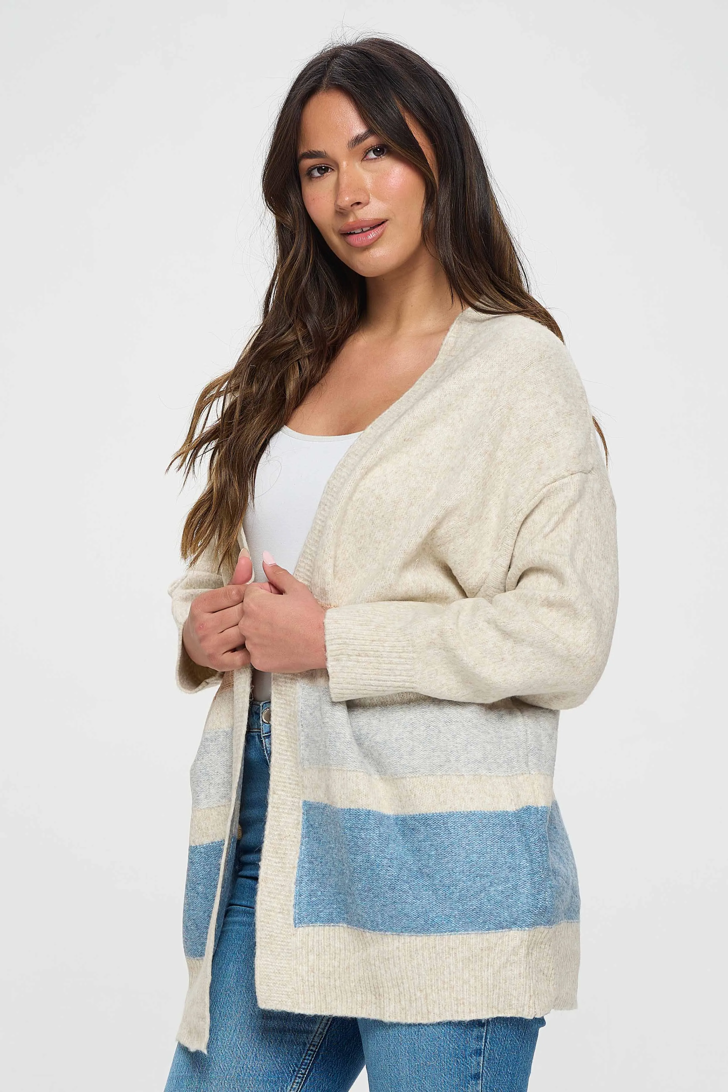 White Stylish Pullover with Subtle Stripes